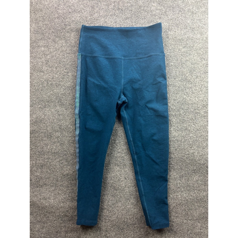 Beyond Yoga Leggings Womens XL Teal Space Dye Glitter Side Stripe High Waisted